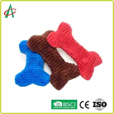 Jouets durables faits sur commande de chien de peluche d'os de Coloful avec des Squeakers