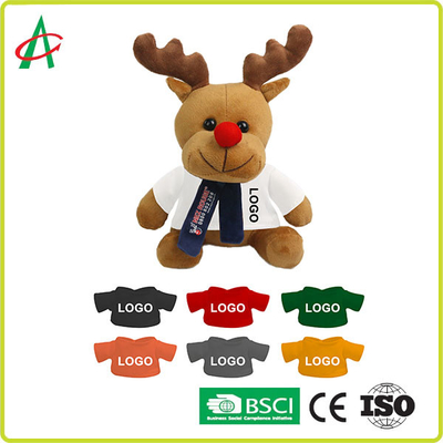 Haute peluche rouge de renne de nez de CPSC 20cm avec le T-shirt et l'écharpe