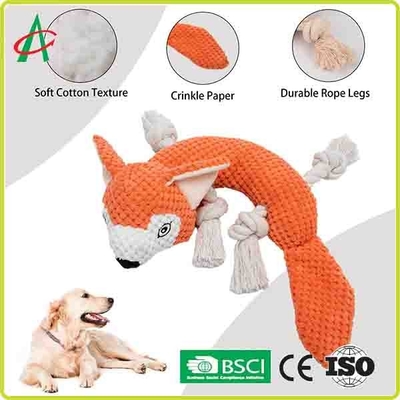 Noeuds imperméables de corde du jouet 4 de peluche d'animal familier de 9,5 pouces avec grinçant