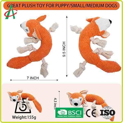 Noeuds imperméables de corde du jouet 4 de peluche d'animal familier de 9,5 pouces avec grinçant