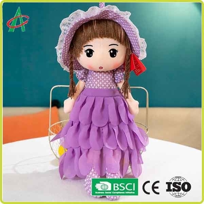 Robe pourpre mignonne et poupée de chiffon blanche et rose de peluche de jupes avec le chapeau 12 pouces