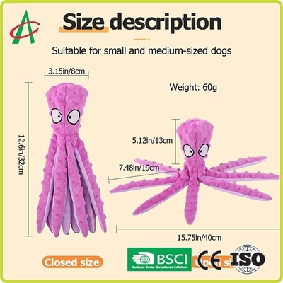 Jouets indestructibles de chien de peluche de biens faits sur commande de poulpe avec des Squeakers