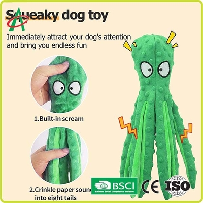 Jouets indestructibles de chien de peluche de biens faits sur commande de poulpe avec des Squeakers