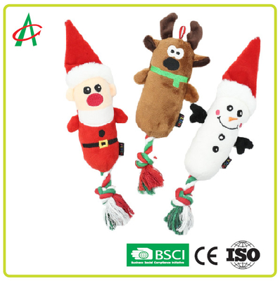 Jouets lavables de chien de corde de peluche de la machine EN71 avec Noël de Squeaker