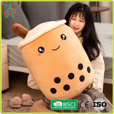 Oreiller de peluche de thé de bulle d'OEM avec Emoji brodé