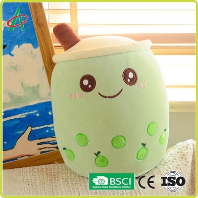 Oreiller de peluche de thé de bulle d'OEM avec Emoji brodé